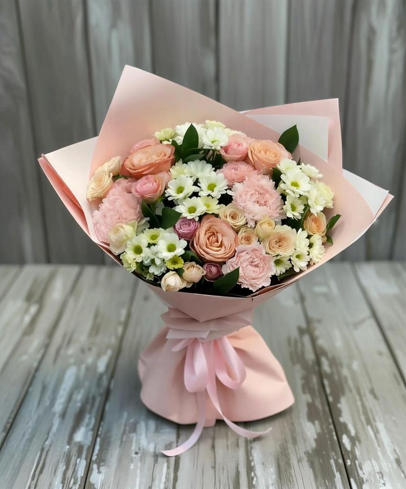 Букет цветов из: Гвоздики, Розы и Хризантемы в Питерке