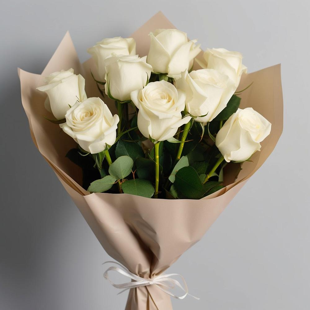 Букет 9 Белых роз Эдлесс Лав в Питерке