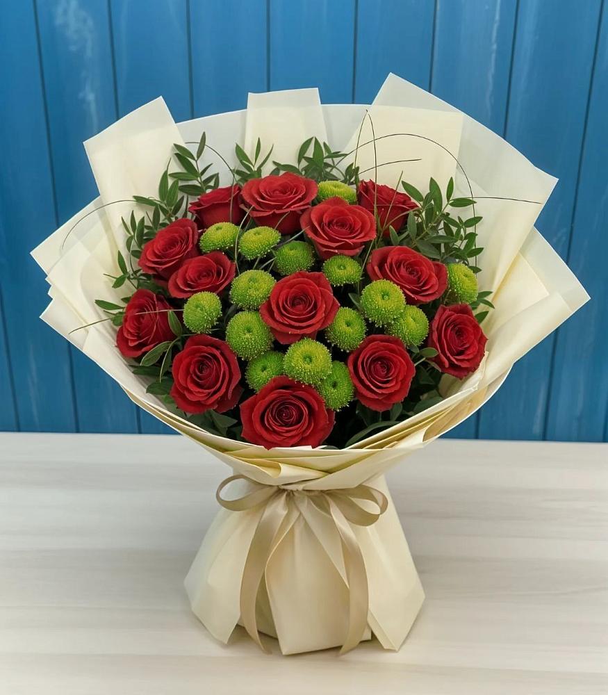 Букет цветов из: Розы и Хризантемы в Питерке